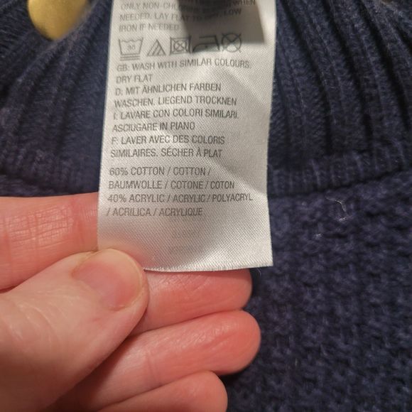 G.I.L.L. Navy Blue Sweater Cape Poncho  Gold Brass Button XS Nautical Minimalist - Picture 5 of 8